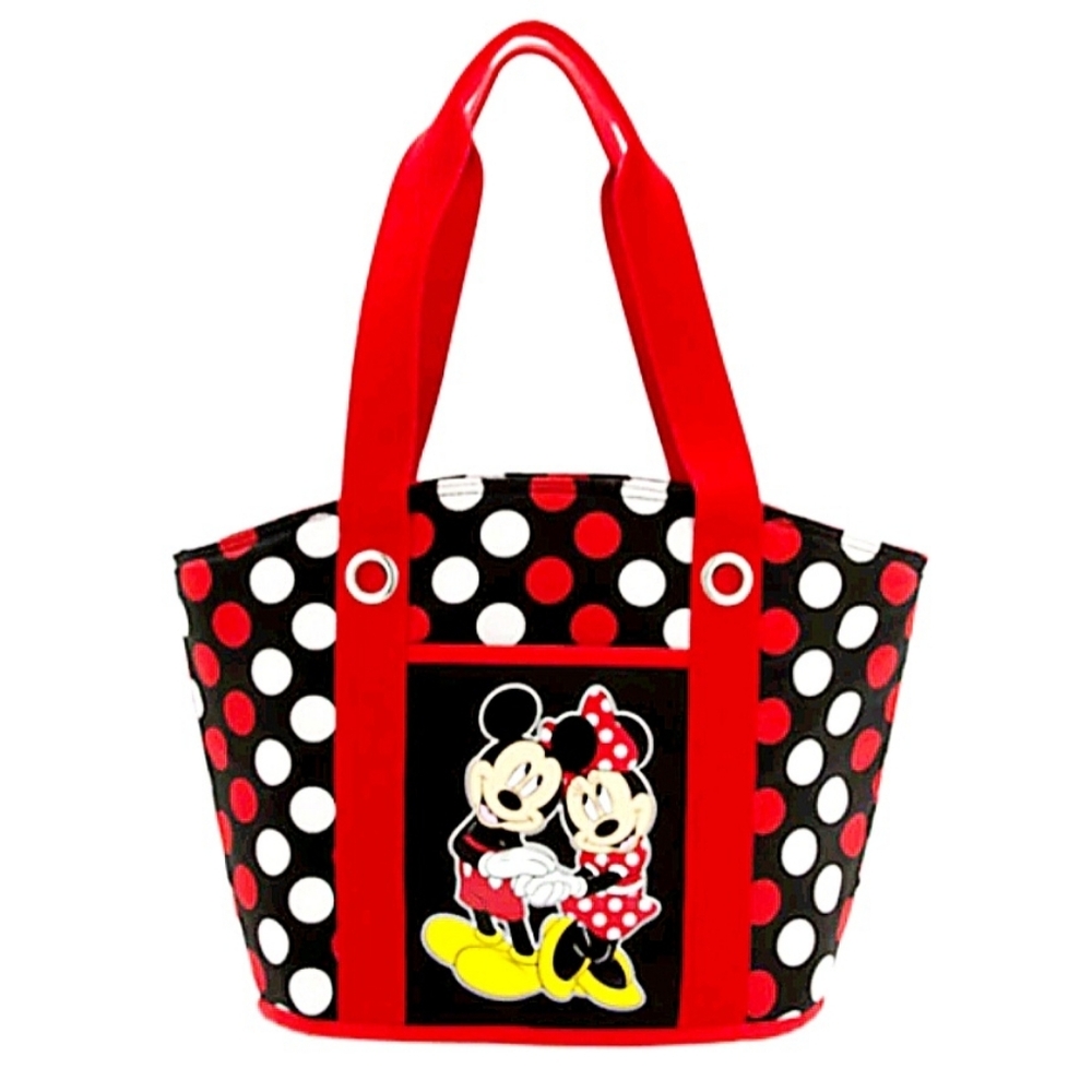 Disney Minnie and Mickey Polka Dot Insulated Zippered Tote Bag
